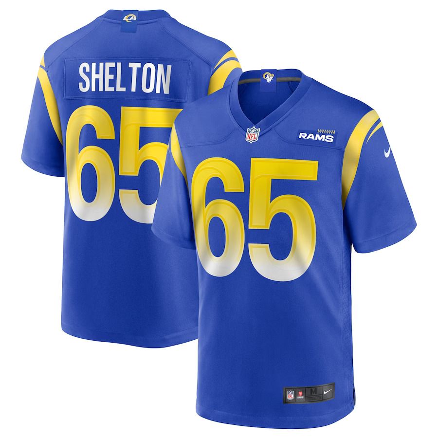 Men Los Angeles Rams #65 Coleman Shelton Nike Royal Game NFL Jersey
